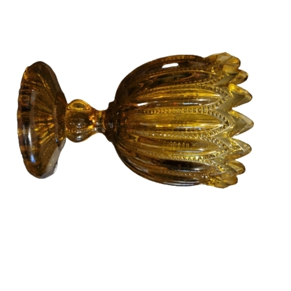 Amber glass Footed 4.5" Open Compote CANDY NUT DISH vintage - Picture 5 of 5